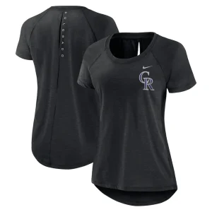 Colorado rockies nike womens summer breeze raglan fashion t shirt Heather black