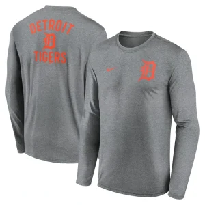 Detroit tigers nike 2 hit legend performance long sleeve t shirt Heather charcoal