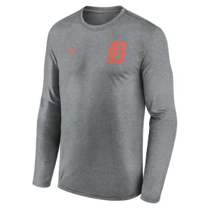 Detroit tigers nike 2 hit legend performance long sleeve t shirt Heather charcoal M