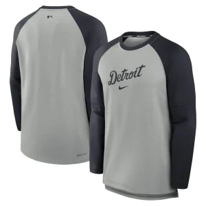 Detroit tigers nike authentic collection game time raglan performance long sleeve t shirt Heather graynavy