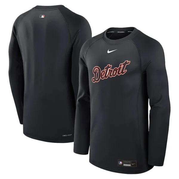 Detroit tigers nike authentic collection game time raglan performance long sleeve t shirt Navy
