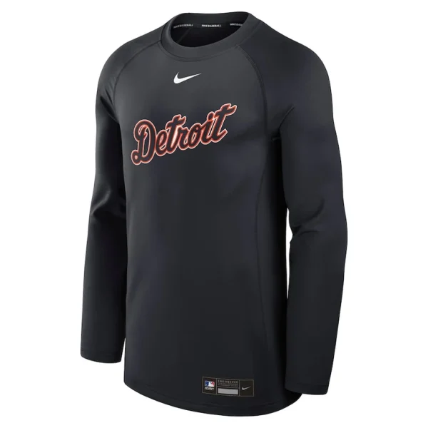 Detroit tigers nike authentic collection game time raglan performance long sleeve t shirt Navy M