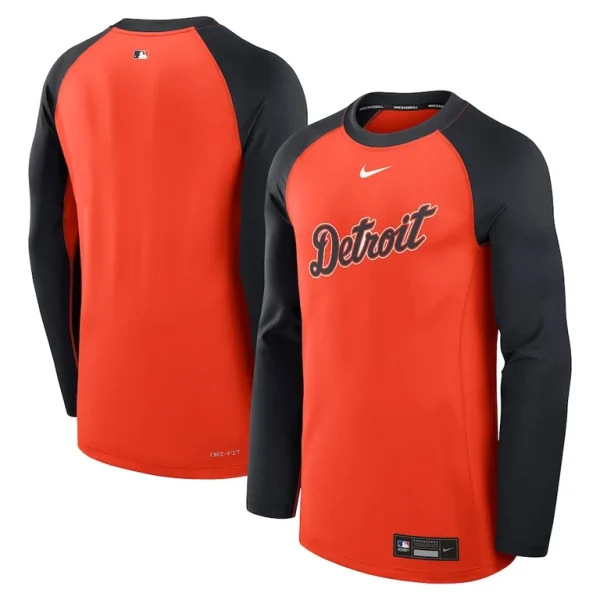 Detroit tigers nike authentic collection game time raglan performance long sleeve t shirt Orangenavy