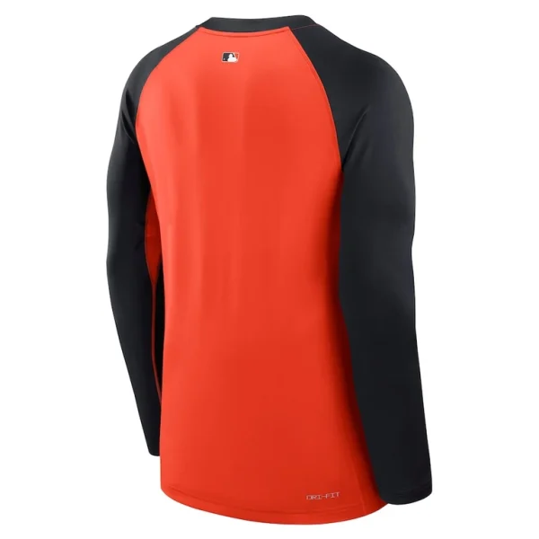 Detroit tigers nike authentic collection game time raglan performance long sleeve t shirt Orangenavy L