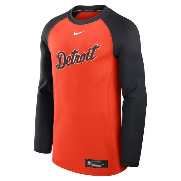 Detroit tigers nike authentic collection game time raglan performance long sleeve t shirt Orangenavy M