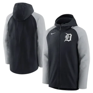 Detroit tigers nike authentic collection performance raglan full zip hoodie Navygray