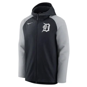 Detroit tigers nike authentic collection performance raglan full zip hoodie Navygray M