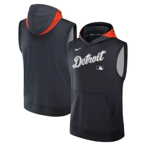 Detroit tigers nike authentic collection performance sleeveless pullover hoodie Navy