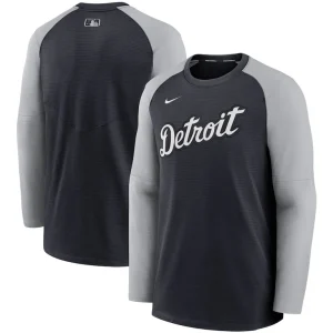 Detroit tigers nike authentic collection pregame performance raglan pullover sweatshirt Navygray