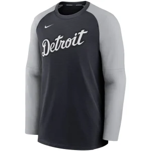 Detroit tigers nike authentic collection pregame performance raglan pullover sweatshirt Navygray M