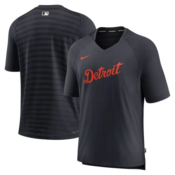 Detroit tigers nike authentic collection pregame raglan performance v neck t shirt Navy