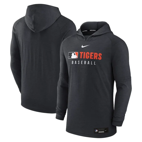 Detroit tigers nike authentic collection tri blend performance pullover hoodie Heather black