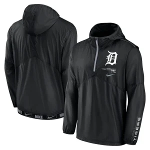 Detroit tigers nike authentic night game performance half zip windbreaker Black
