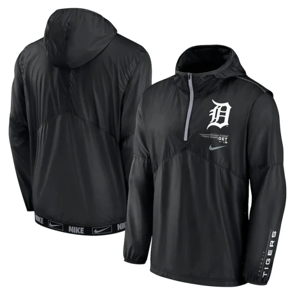 Detroit tigers nike authentic night game performance half zip windbreaker Black