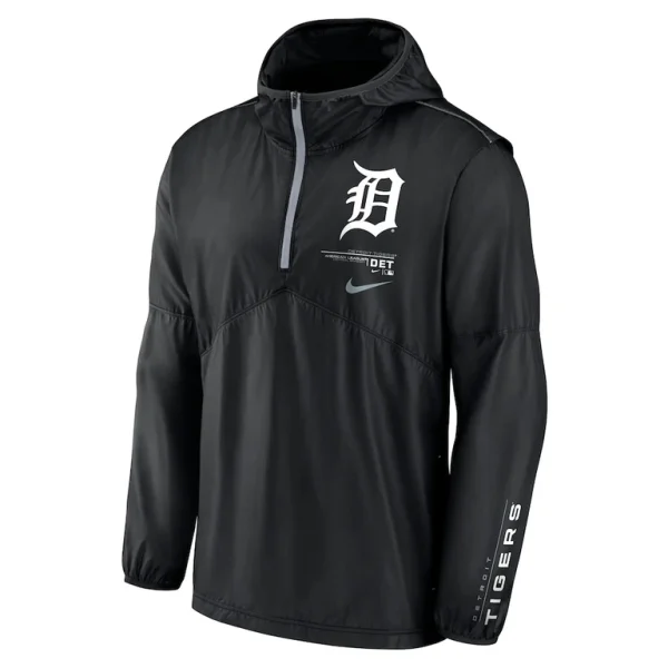 Detroit tigers nike authentic night game performance half zip windbreaker Black M