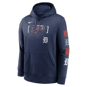Detroit tigers nike club stack pullover hoodie Navy M