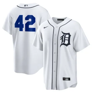 Detroit tigers nike home 2025 jackie robinson day replica jersey White