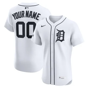 Detroit tigers nike home elite sponsor patch custom jersey White