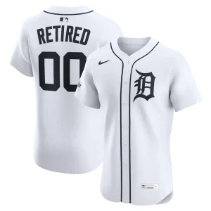 Detroit tigers nike home elite sponsor patch pick a player retired roster jersey White