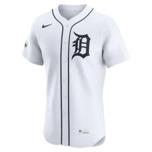 Detroit tigers nike home elite sponsor patch pick a player retired roster jersey White 44