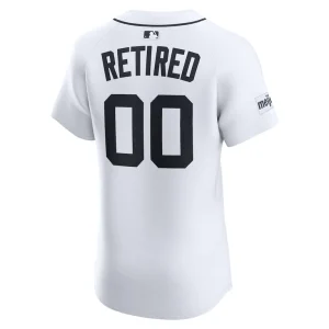 Detroit tigers nike home elite sponsor patch pick a player retired roster jersey White 48