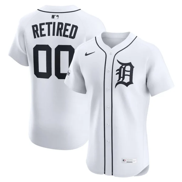 Detroit tigers nike home elite sponsor patch pick a player retired roster jersey White