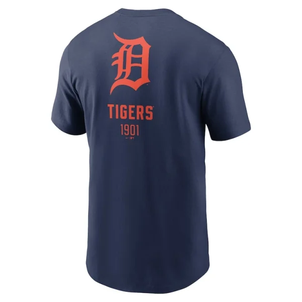 Detroit tigers nike large logo back stack t shirt Navy L