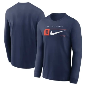 Detroit tigers nike local logo swoosh lockup long sleeve t shirt Navy