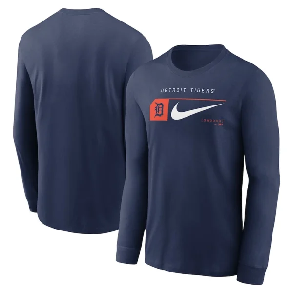 Detroit tigers nike local logo swoosh lockup long sleeve t shirt Navy