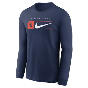 Detroit tigers nike local logo swoosh lockup long sleeve t shirt Navy M