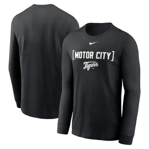 Detroit tigers nike local nickname long sleeve t shirt Black