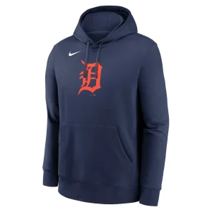 Detroit tigers nike logo club fleece pullover hoodie Navy M