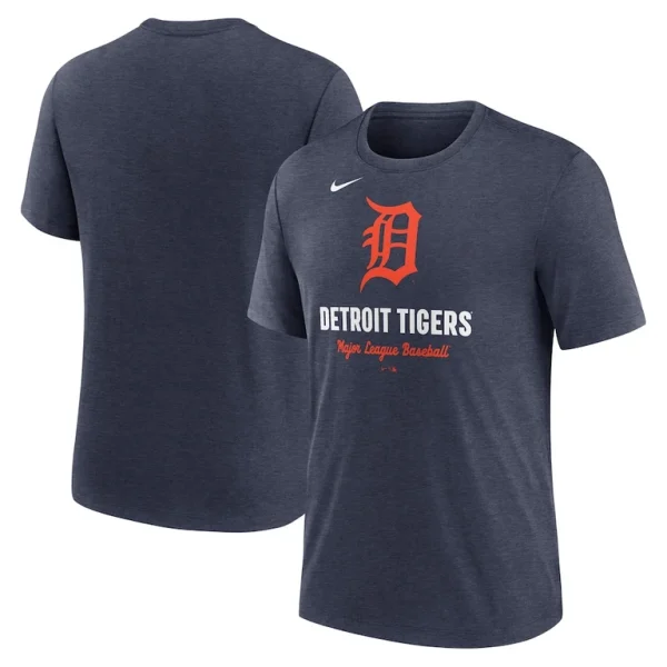 Detroit tigers nike logo tri blend t shirt Heather navy