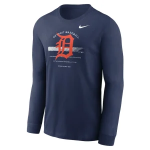 Detroit tigers nike over arch performance long sleeve t shirt Navy M