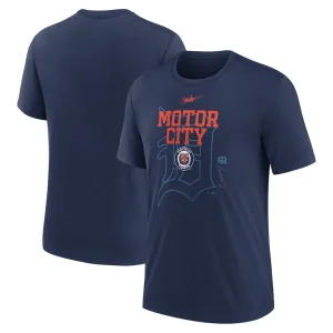 Detroit tigers nike rewind retro tri blend t shirt Navy