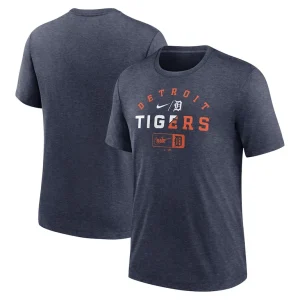 Detroit tigers nike rewind review slash tri blend t shirt Heather navy