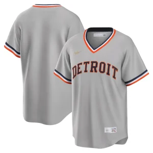 Detroit tigers nike road cooperstown collection team jersey Gray