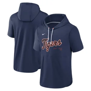Detroit tigers nike springer short sleeve team pullover hoodie Navy