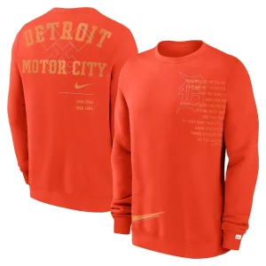 Detroit tigers nike statement ball game fleece pullover sweatshirt Orange
