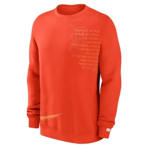 Detroit tigers nike statement ball game fleece pullover sweatshirt Orange M