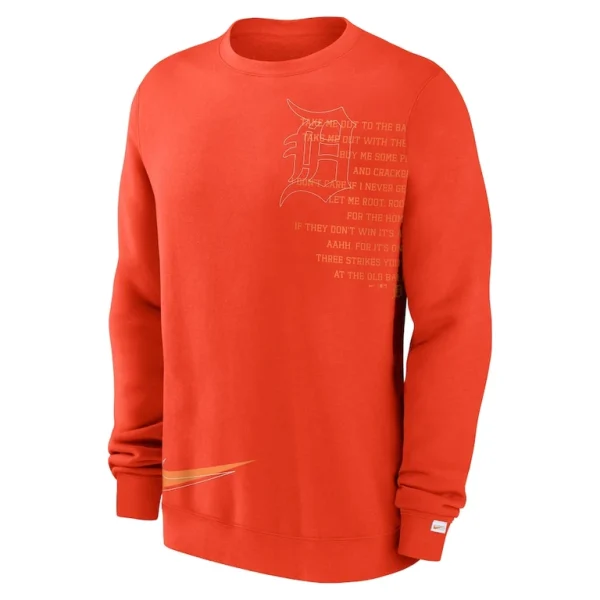 Detroit tigers nike statement ball game fleece pullover sweatshirt Orange M
