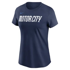 Detroit tigers nike womens 2024 city connect wordmark t shirt Navy S