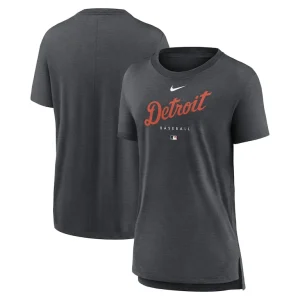 Detroit tigers nike womens authentic collection early work tri blend t shirt Heather charcoal