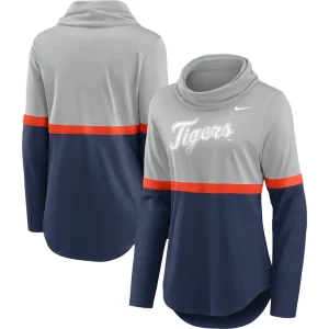 Detroit tigers nike womens club lettering fashion performance pullover sweatshirt Graynavy