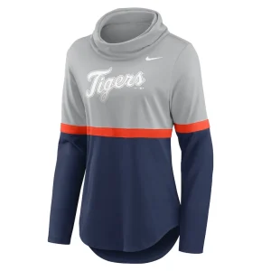 Detroit tigers nike womens club lettering fashion performance pullover sweatshirt Graynavy S