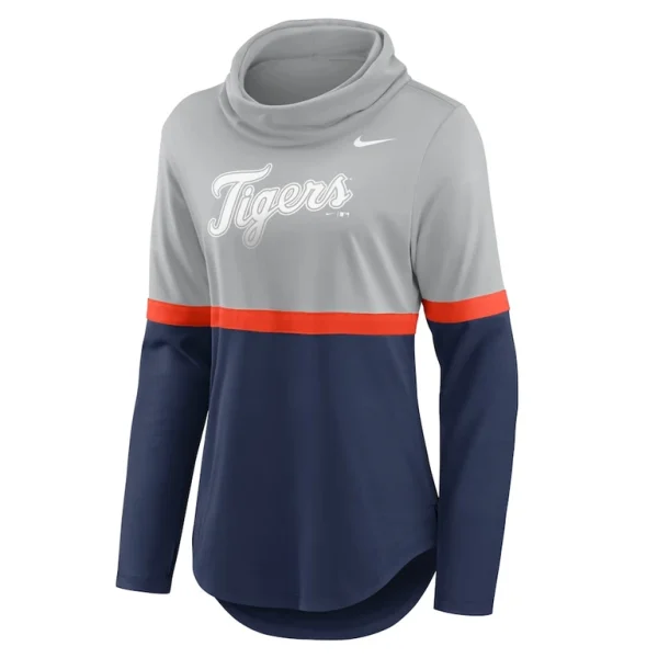 Detroit tigers nike womens club lettering fashion performance pullover sweatshirt Graynavy S