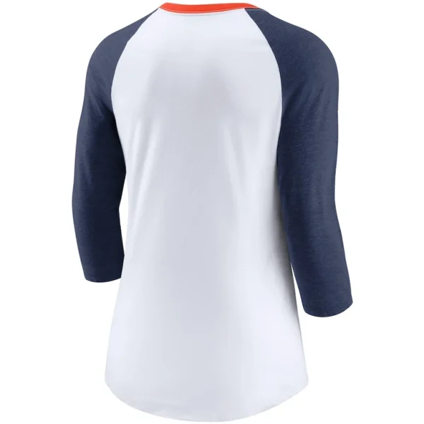 Detroit tigers nike womens color split tri blend 34 sleeve raglan t shirt Whiteheathered navy M