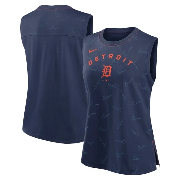 Detroit tigers nike womens muscle play tank top Navy