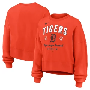 Detroit tigers nike womens oversized high hip pullover sweatshirt Orange