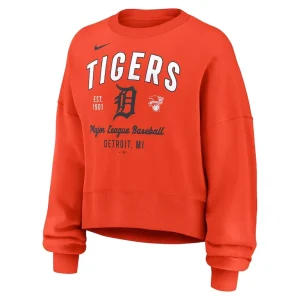 Detroit tigers nike womens oversized high hip pullover sweatshirt Orange S